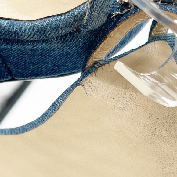 Jimmy Choo Blue Denim Bing 120 Crystal Embellished Wedge Sandal size IT 39 - Picture 12 of 15